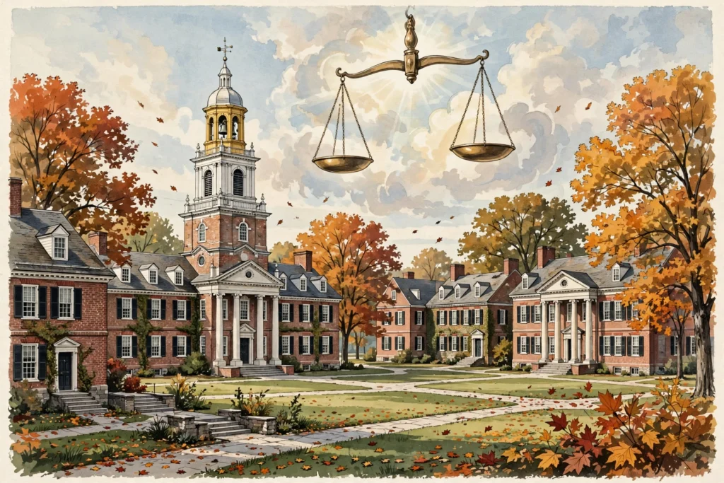 Editorial illustration of the UNC settlement with the Trump administration closing 18 federal probes at UNC-Chapel Hill
